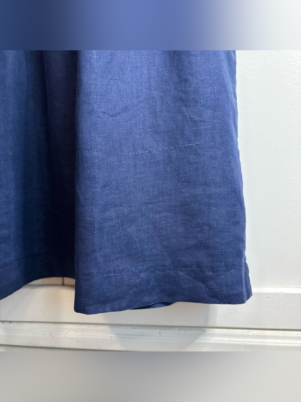 Claude Tulum 100% Linen Navy Ruffle Pocket Mini Dress One Size - Picture 6 of 16